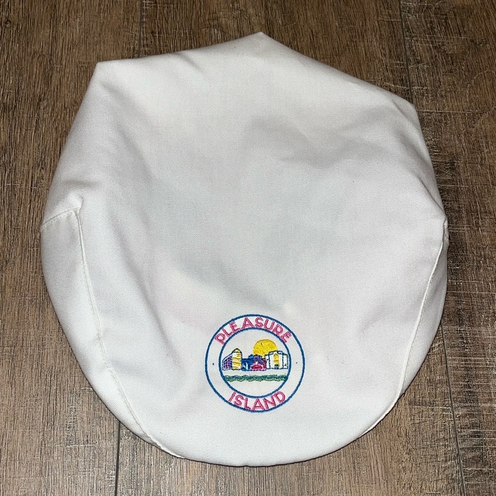 Vintage Pleasure Island Brim Golf Hat White Pink Embroidered Beach Disney